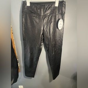 Faux leather snakeskin pants